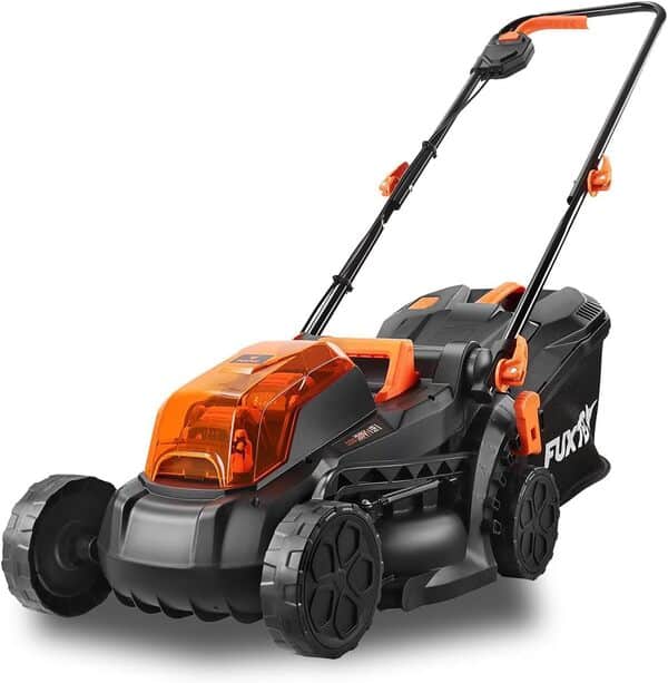 Fuxtec Ensemble Outils de Jardin - Tondeuse à Gazon sans Fil 33cm - Coupe-Bordure Batterie 25cm - Livré avec 3X Batteries Li-ION 2Ah et Chargeur Double
