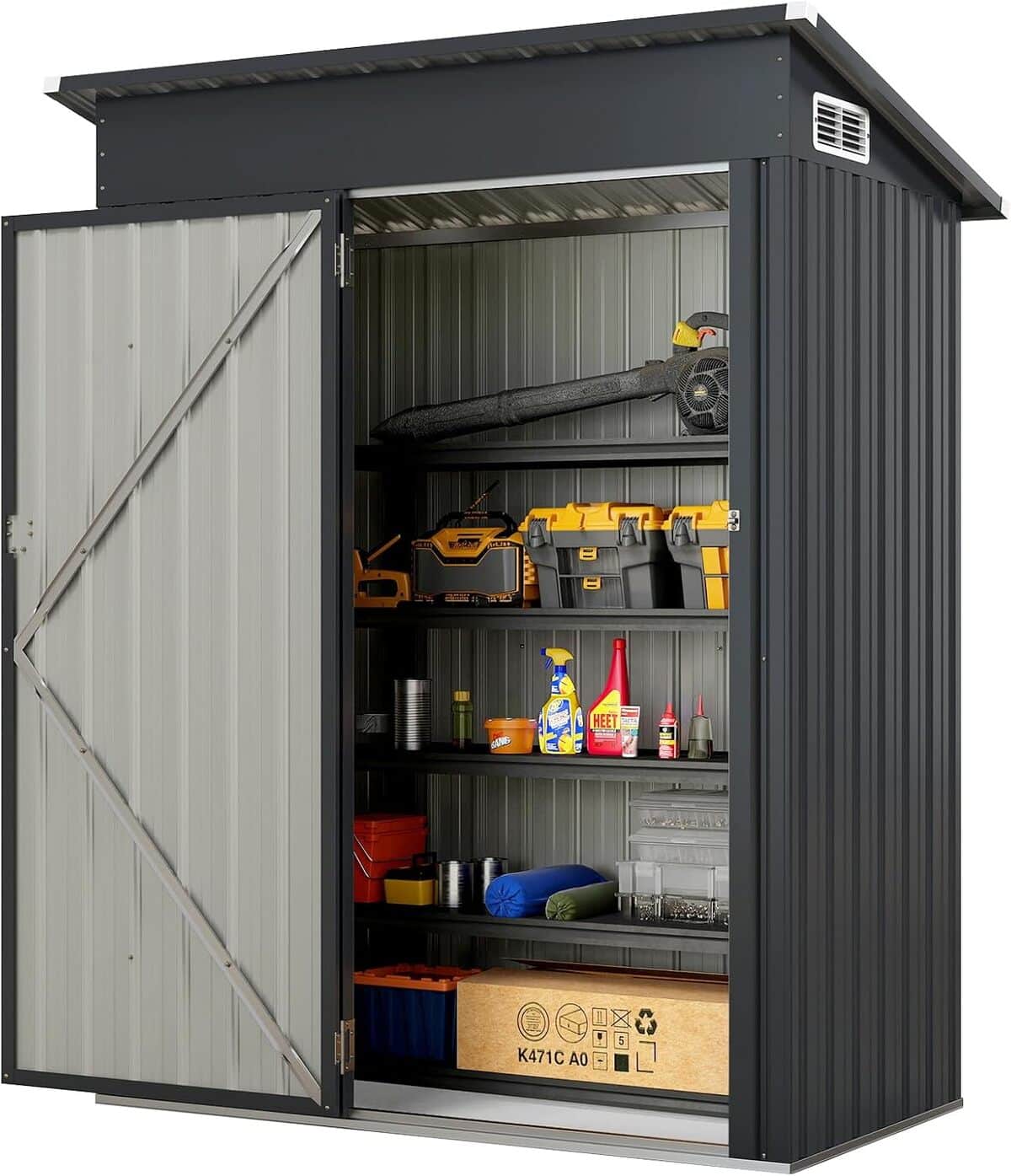 Test abri de jardin Relax4Life : cabane en acier résistante avec toit incliné