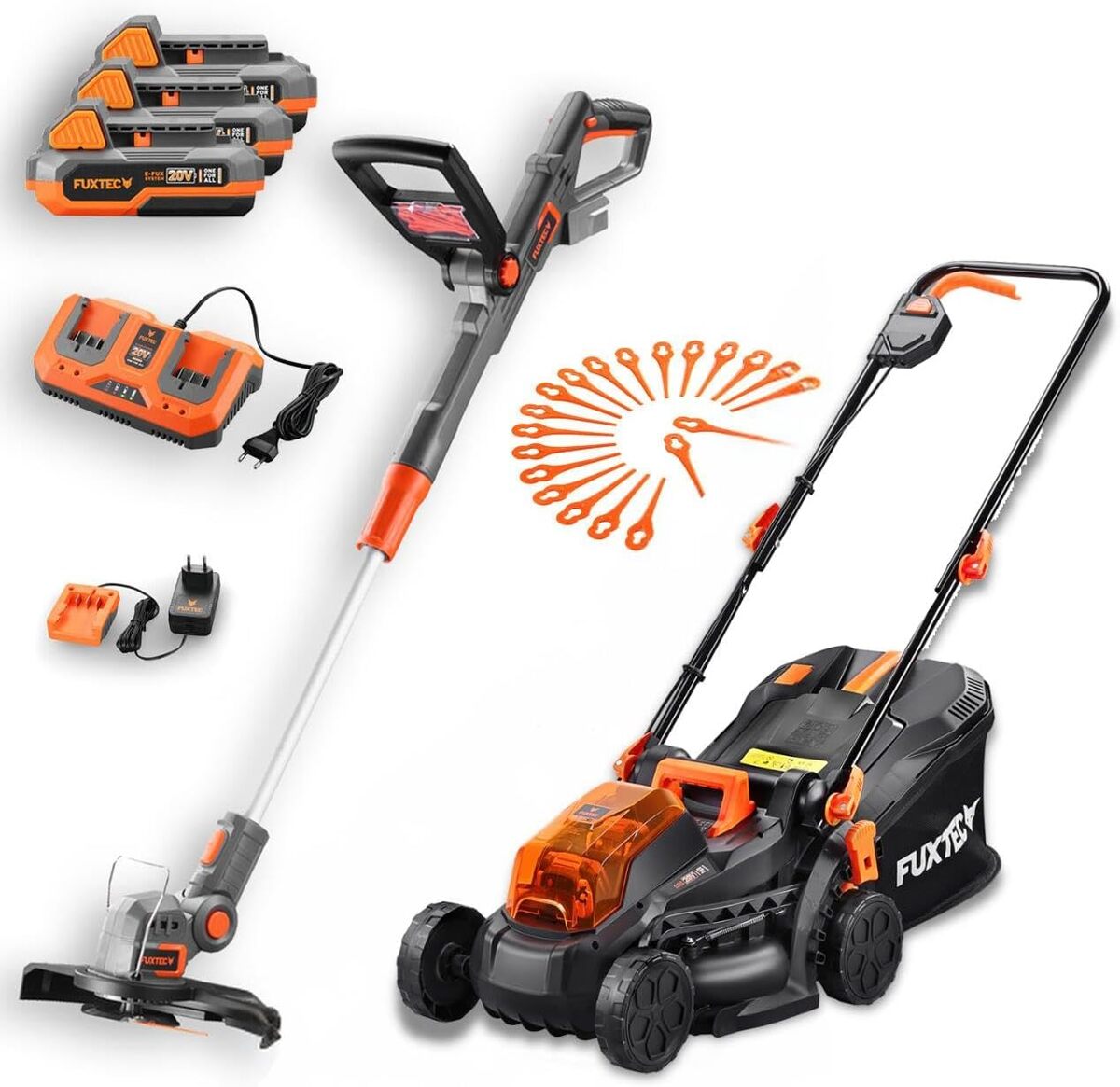 Test : fuxtec ensemble outils de jardin - tondeuse et coupe-bordure sans fil