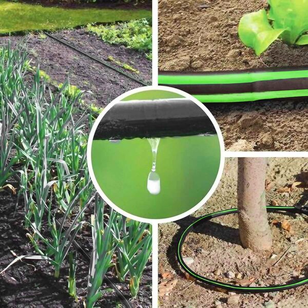 ESTO Tuyau Agricole Goutte Étape 20, 30, 40 - Tuyau d'irrigation par goutte - Noir - Polyéthylène (PE) - 2000 mètres