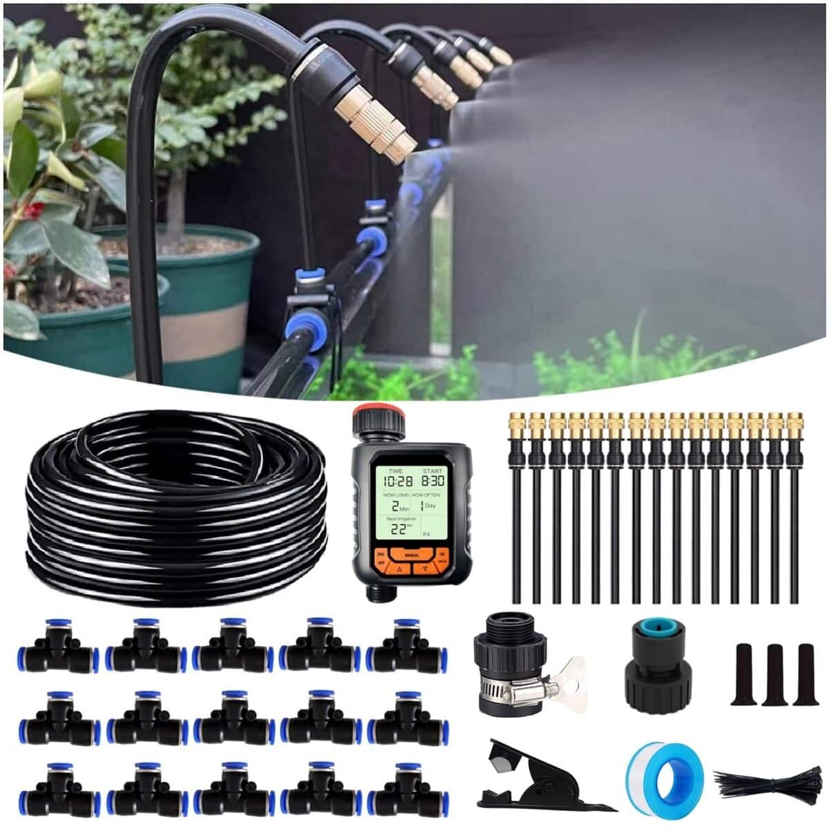 Test du système d'irrigation automatique avec buse réglable 360° de jardin