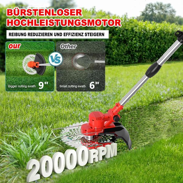 Débroussailleuse avec batterie et brosse anti-mauvaises herbes 21 V 4,0 Ah - Tondeuse à gazon électrique 4 en 1 - Pour batterie Makita - 20 000 tr/min - Manche télescopique de 1 à 45 cm - Pour couper