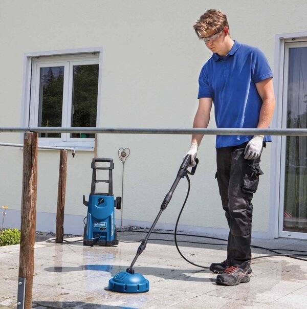 Scheppach Nettoyeur Haute Pression HCE2600 | 180bar | 2400W | Débit Max: 408 L/h | Fonction d'aspiration | Pompe en Aluminium Longue durée | Nettoyage de Surface | Accessoires + 5m de Tuyau Inclus