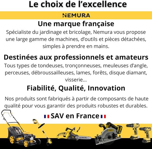 Nemura Débroussailleuse Électrique 20V - avec 1 Batterie 4Ah et Chargeur Rapide - Largeur de Coupe 30cm - Rotofil Moteur Brushless - Outillage Jardin de qualité - Marque Française.