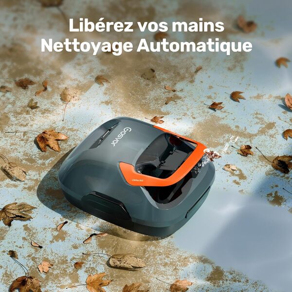 Gosvor Robot Piscine sans Fil, Aspirateur Piscine avec Autonomie de 90 Minutes, Nettoyage Automatique avec Fonction de stationnement Automatique, Nettoyeur de Piscine Compact, Idéal pour 80㎡