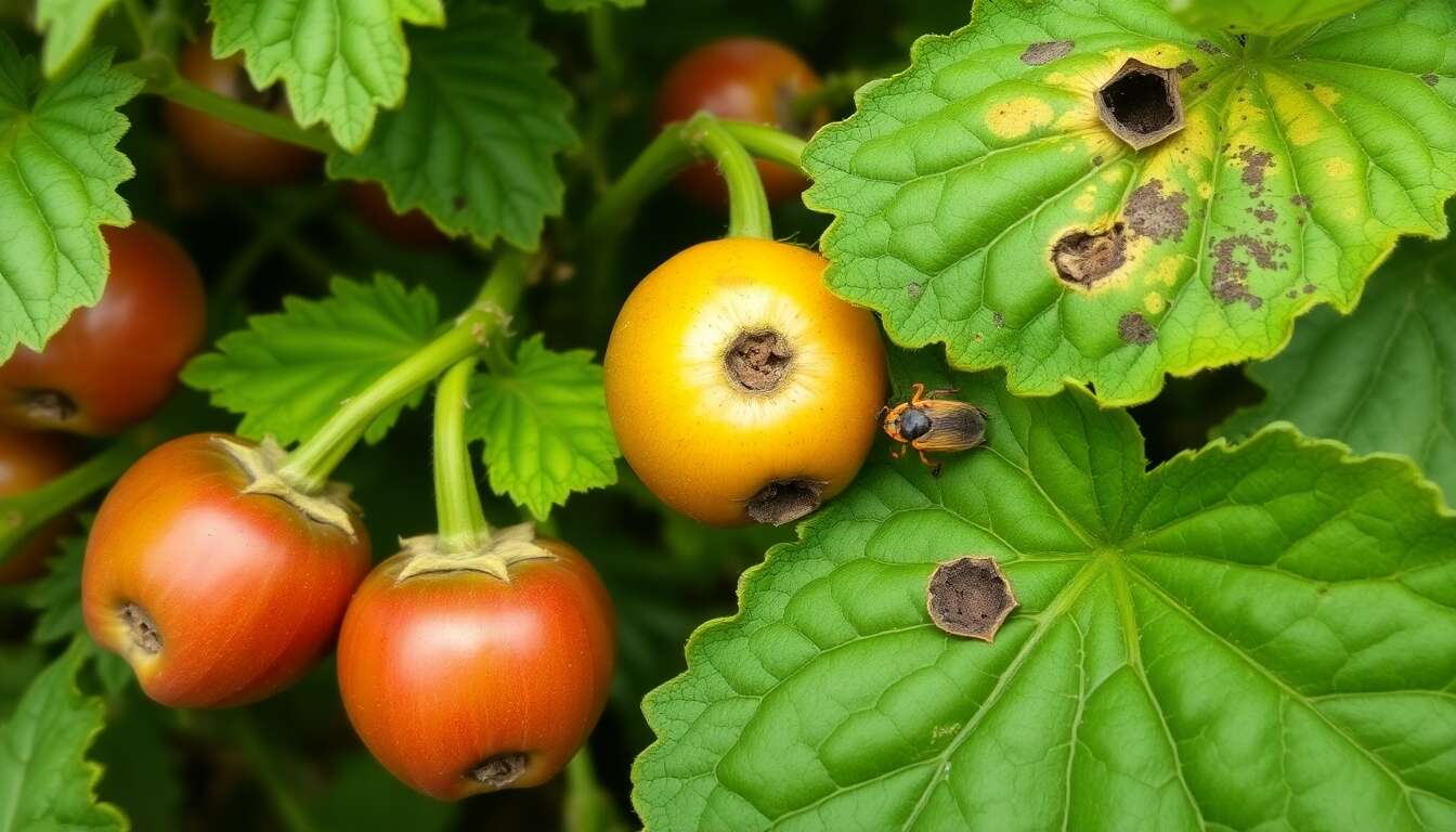 D&eacute;g&acirc;ts caus&eacute;s par la punaise verte dans le potager