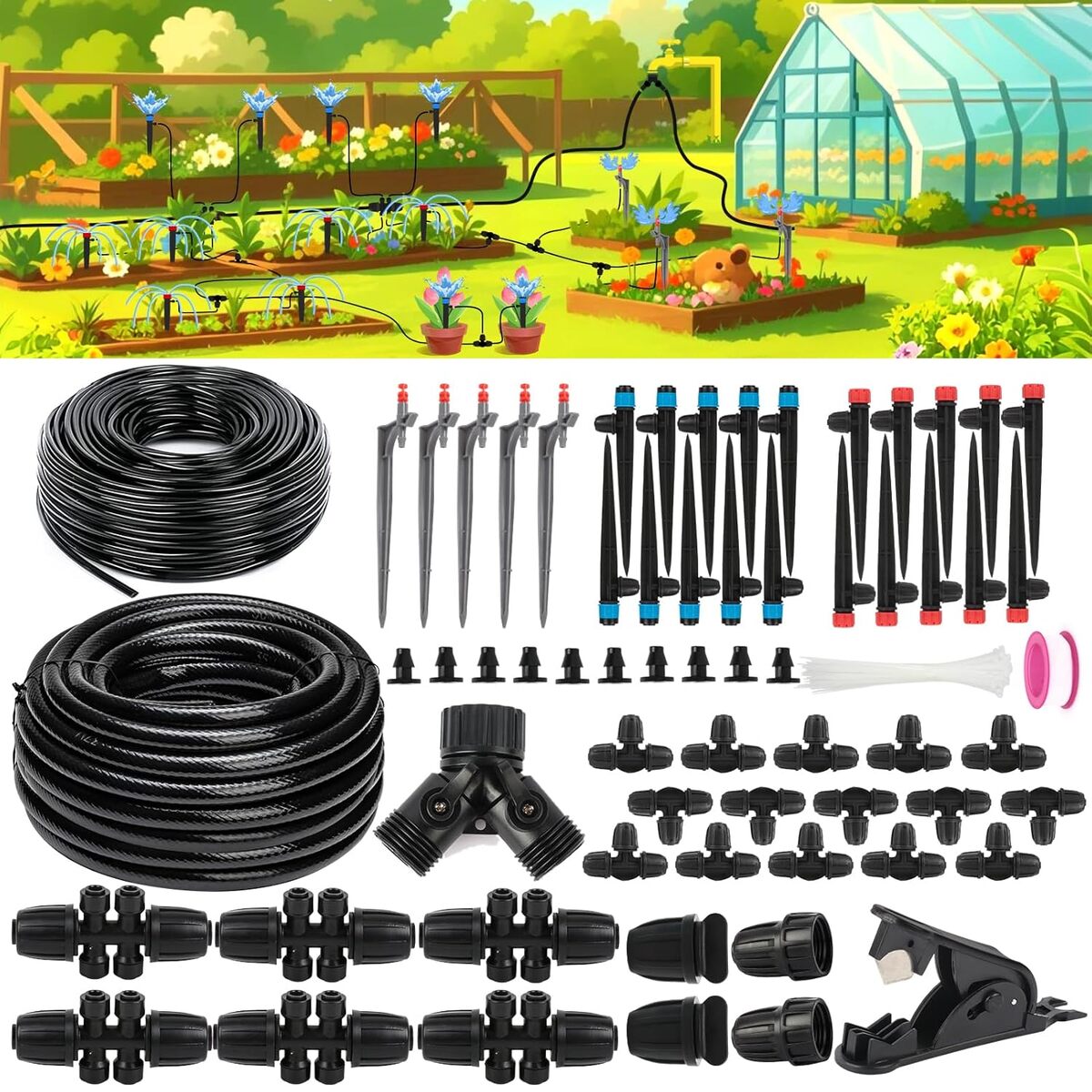 Test du kit d'irrigation Sulataya 70 m goutte à goutte automatique