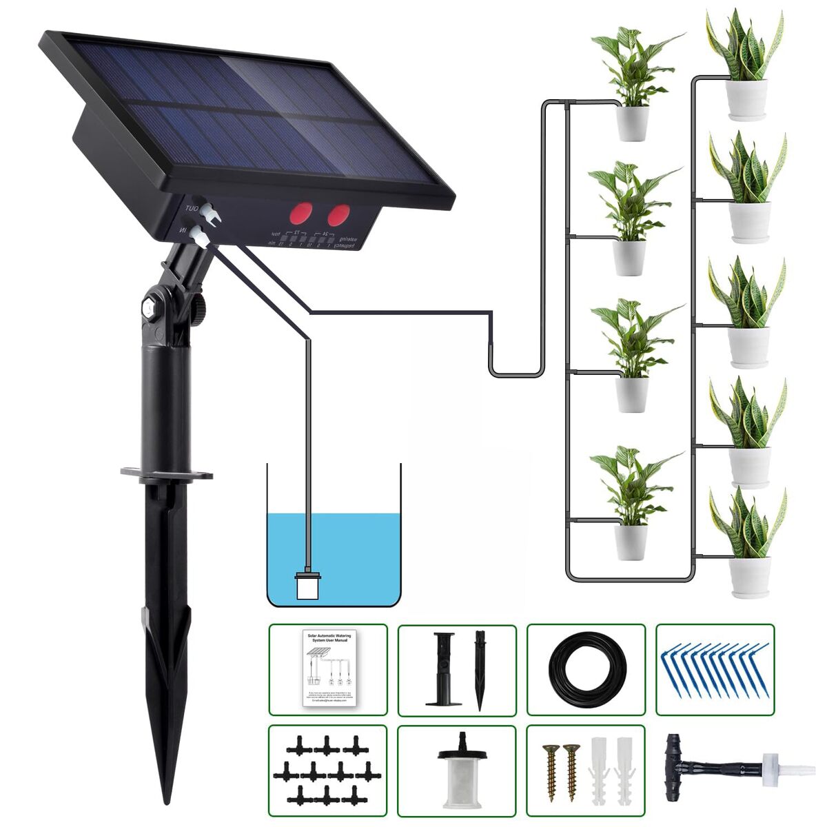 Test : kit d'irrigation solaire goutte à goutte 12 modes