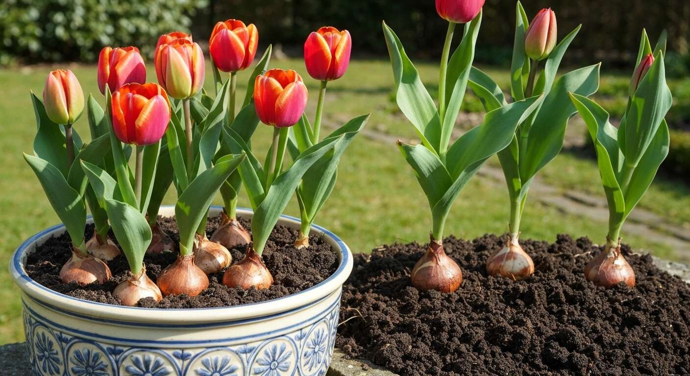 Bulbes en pot ou en pleine terre : avantages et inconv&eacute;nients