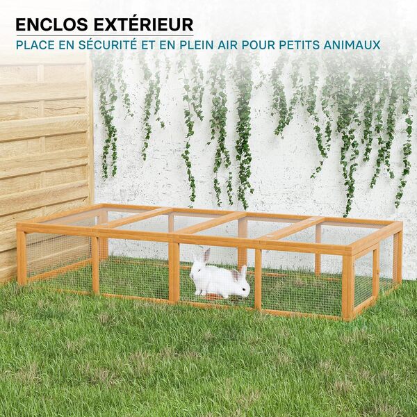 Wiltec Clapier à Lapin XXL – 1800 x 900 x 480 mm – en Bois, avec Grille métallique – Cage pour Petits Animaux avec Enclos – Parc Rongeurs, Élevage Basse-Cour Ferme
