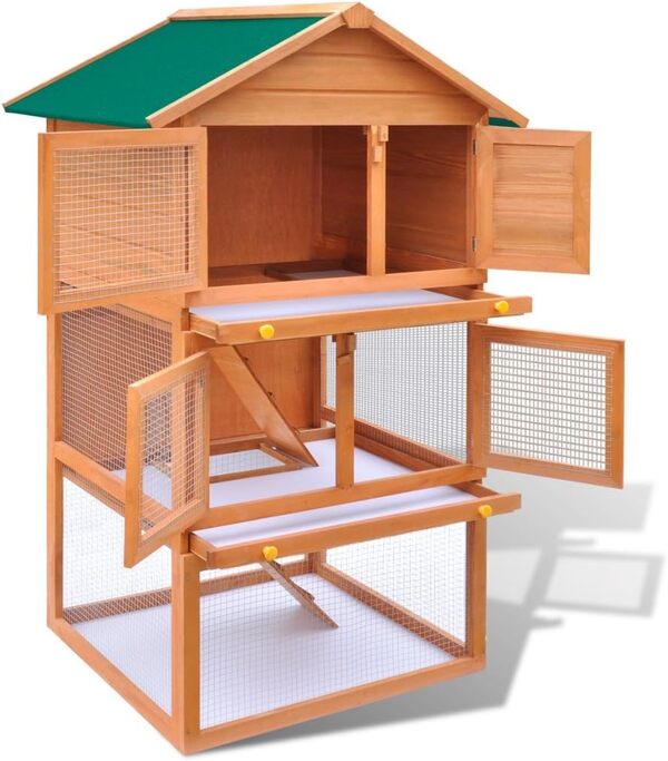 Festnight Cage Clapier Extérieur en Bois 80 x 71 x 160 cm pour Lapins 3 Etages