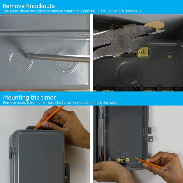 GE Minuteur numérique de Piscine de 7 Jours, Interrupteur de Pompe de capacité de Charge 2HP 40 A, boîte extérieure NEMA 3R, Remplacement Universel de la Tension, contrôle du Chauffe-Eau, métal