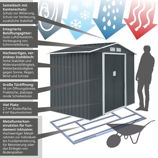 HATTORO S100 XL Abri de jardin en métal Tailles variées Abri jardin Serre jardin Abri jardin anthracite