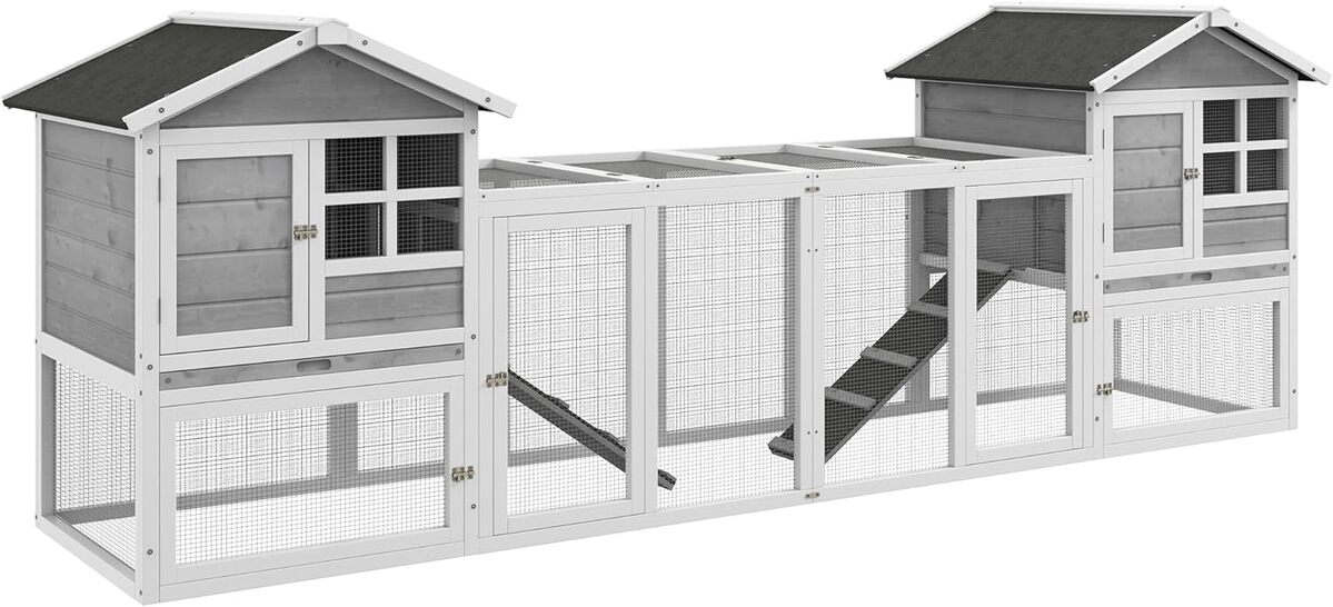 Test du clapier pour lapins et petits animaux PawHut en bois et enclos extérieur