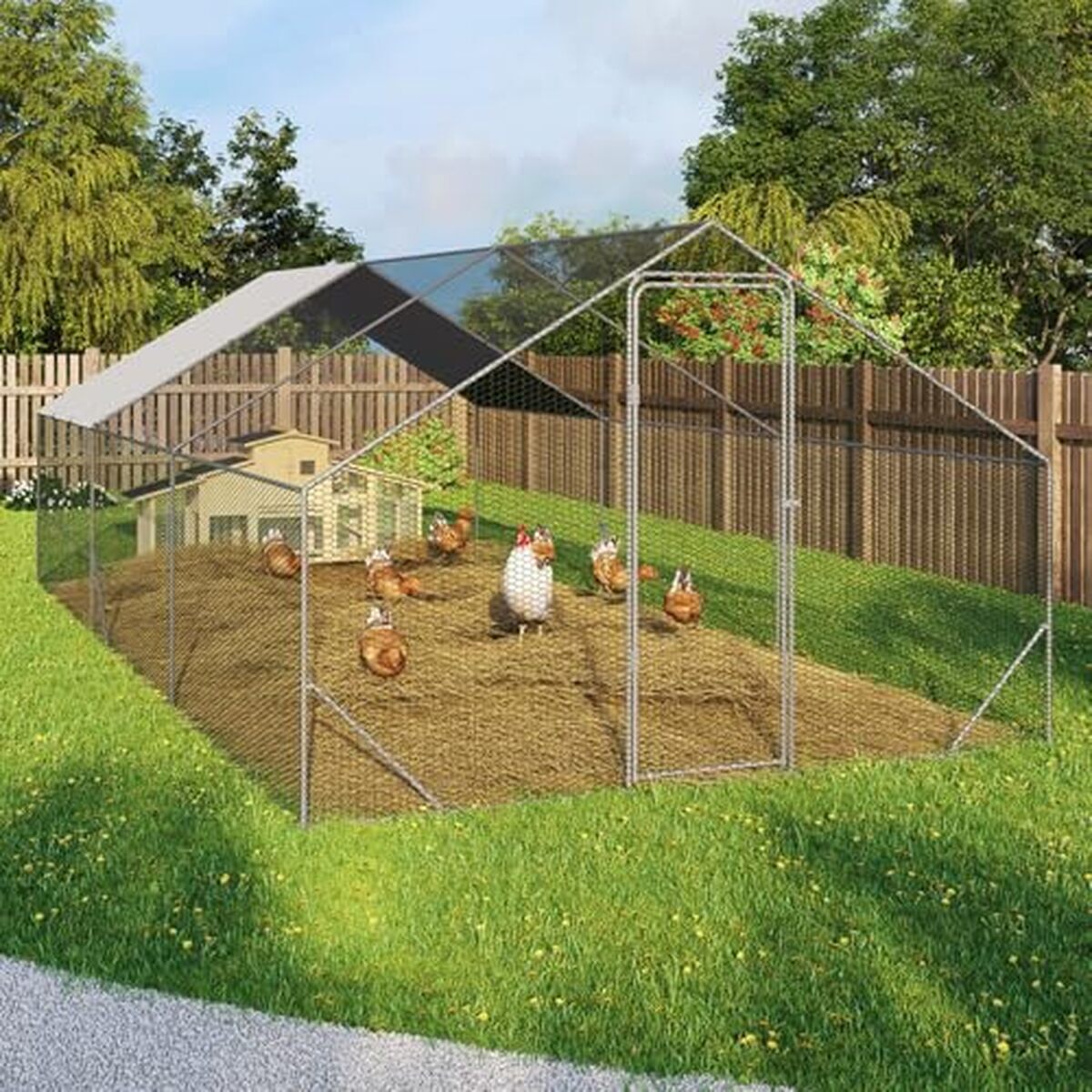 Test du parc grillagé IDMarket : enclos 18 m² acier galvanisé pour poulailler