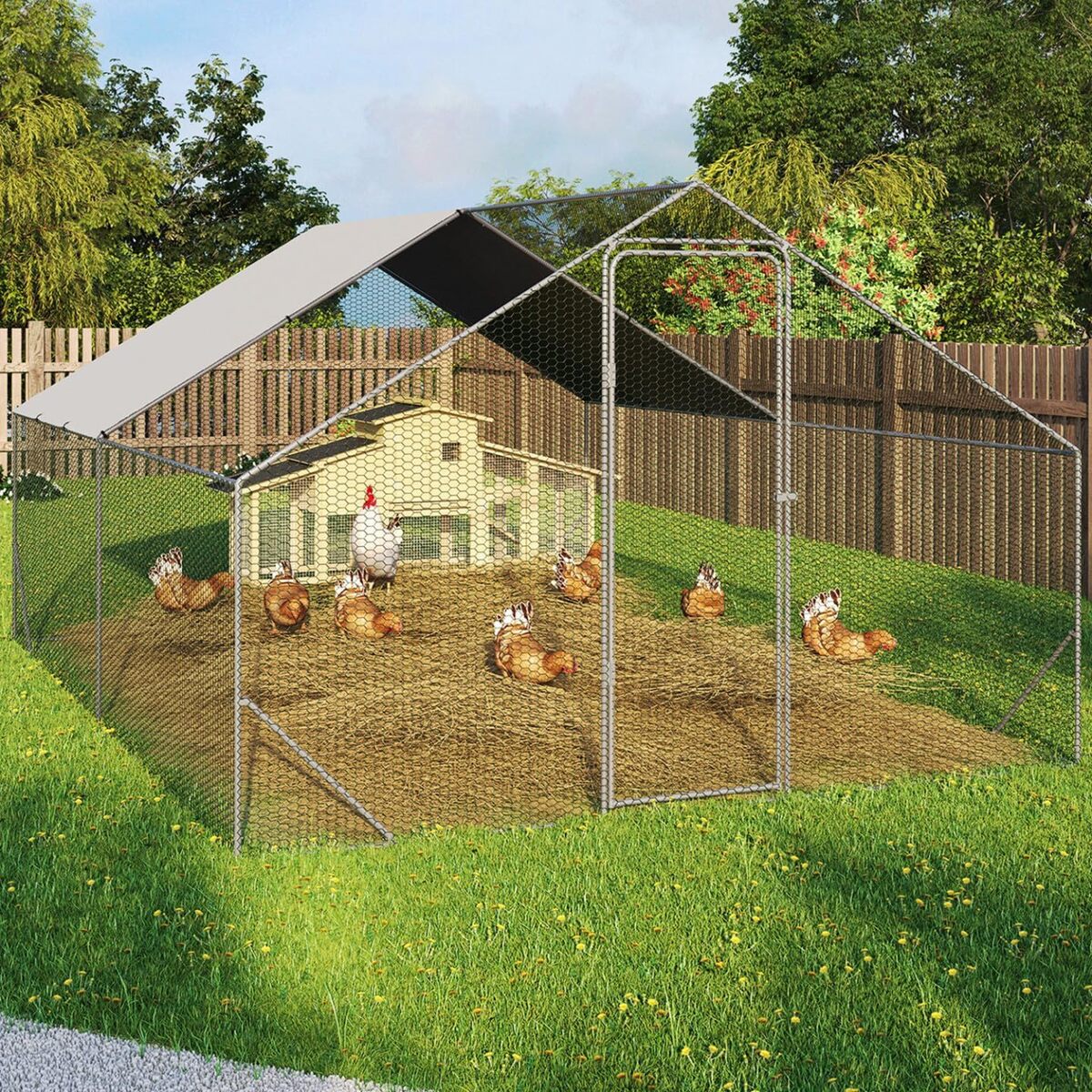 Test : enclos poulailler IDMarket 12 m², parc grillagé 4x3 M en acier galvanisé