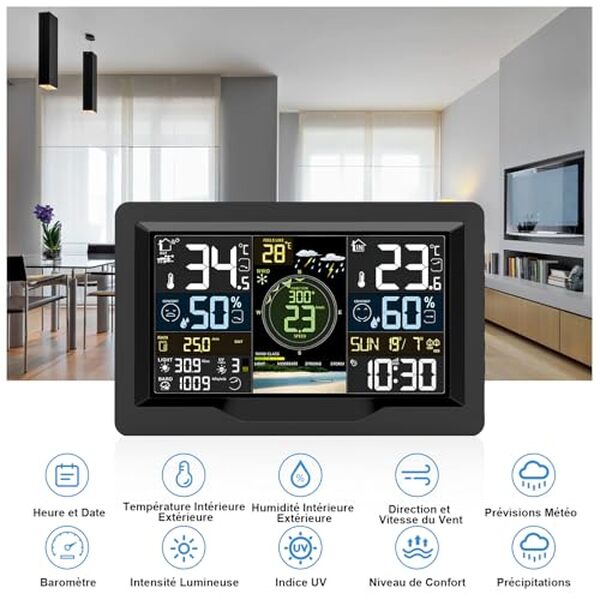 Test complet de la station météo WiFi 7 en 1 avec capteur sans fil : performances, fonctionnalités et avantages.