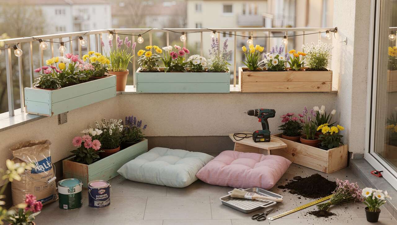Créer un espace détente fleuri sur balcon au printemps