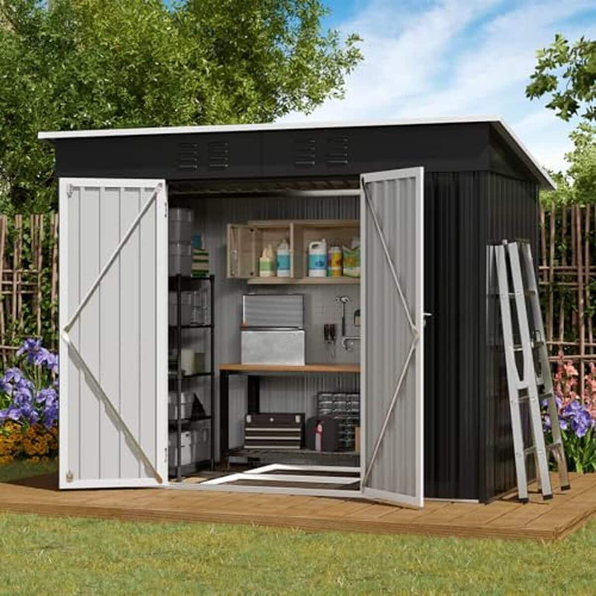 Test : amopatio abri de jardin métal galvanisé 228x109x182 cm noir